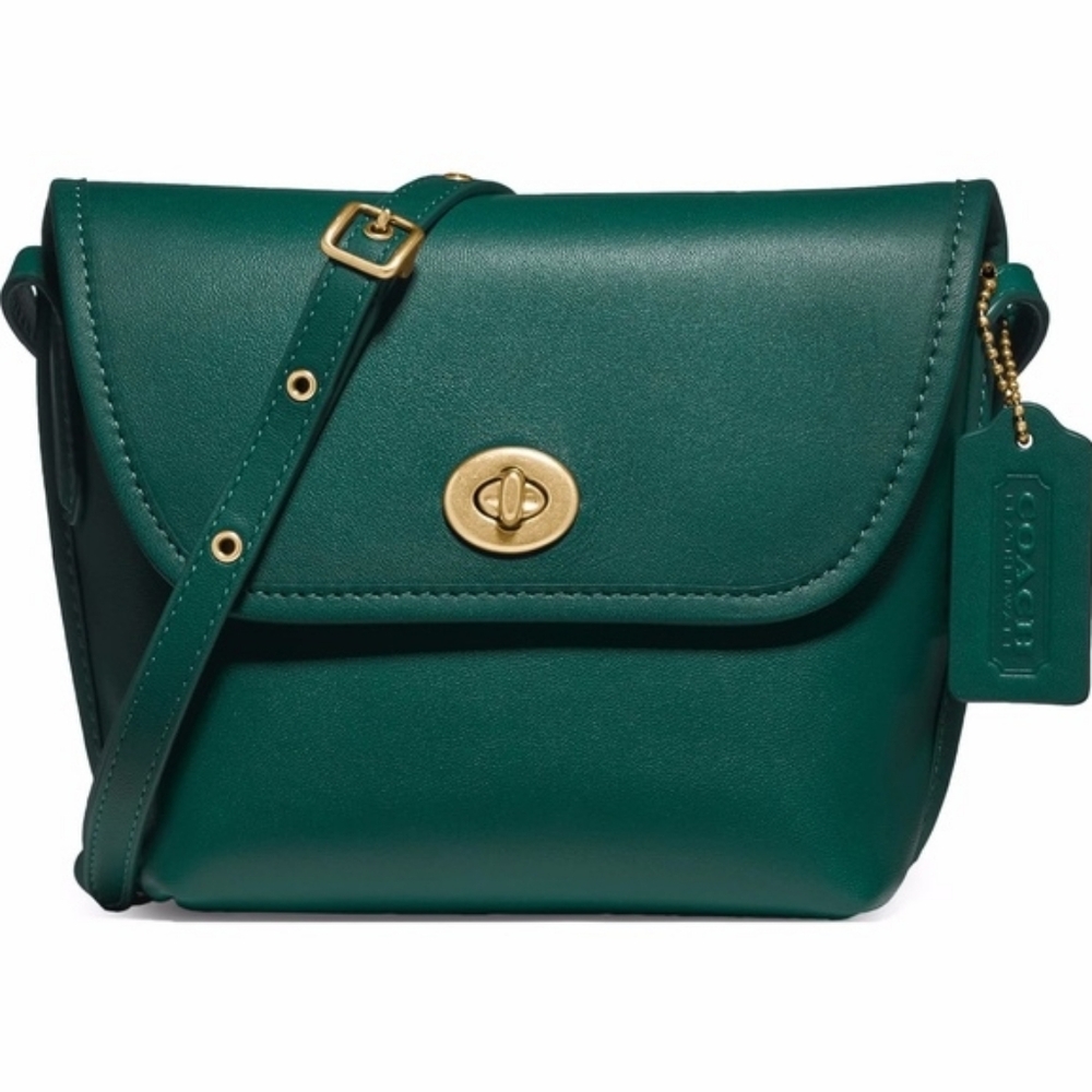 NWT COACH ORIGINALS TURNLOCK POUCH BAG - EMERALD GREEN